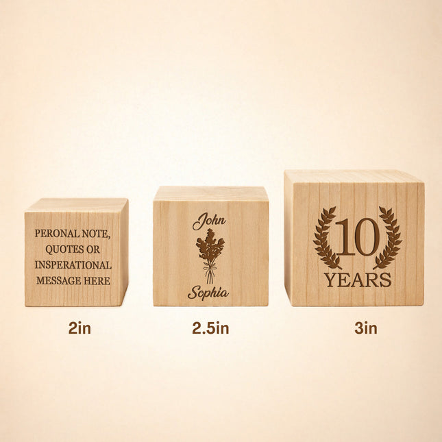 Anniversary Block, Engraved Wedding Day Wooden Block