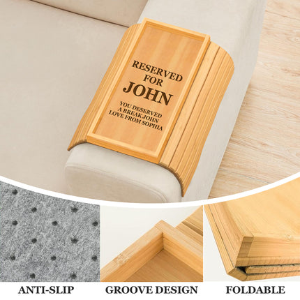 Personalized Bamboo Sofa Arm Tray Table