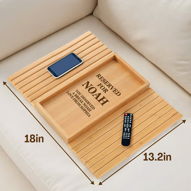 Personalized Bamboo Sofa Arm Tray Table