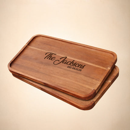 Personalized Acacia Wood Serving Tray – Custom Engraved Name