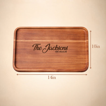 Personalized Acacia Wood Serving Tray – Custom Engraved Name