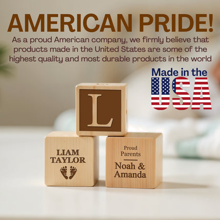 Engraved Baby Wooden Blocks, Baby Announcement Box