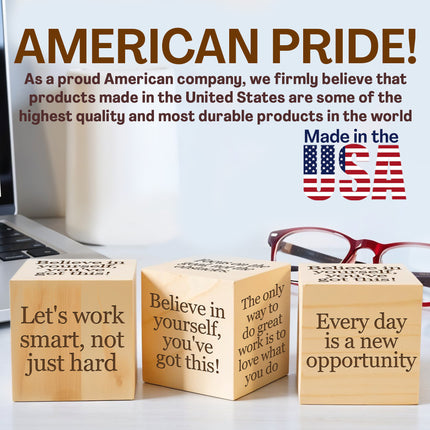 Personalized Wooden Cubes, Inspirational Desk Decor