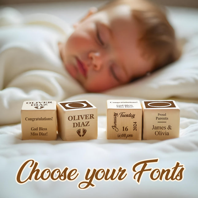 Engraved Baby Wooden Blocks, Baby Announcement Box
