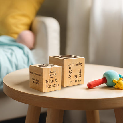 Engraved Baby Wooden Blocks, Baby Announcement Box
