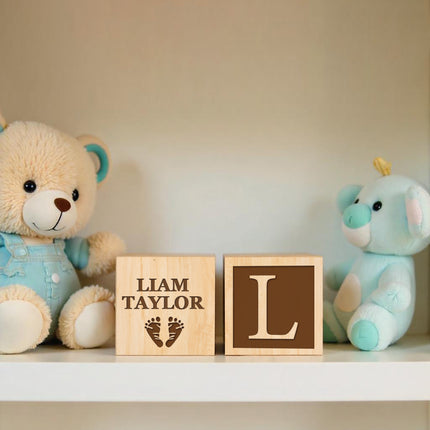 Engraved Baby Wooden Blocks, Baby Announcement Box