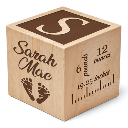 Engraved Baby Wooden Blocks, Baby Announcement Box