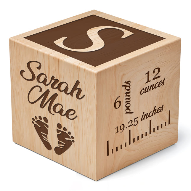 Engraved Baby Wooden Blocks, Baby Announcement Box