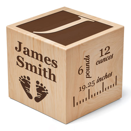 Engraved Baby Wooden Blocks, Baby Announcement Box