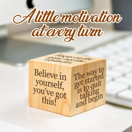 Personalized Wooden Cubes, Inspirational Desk Decor