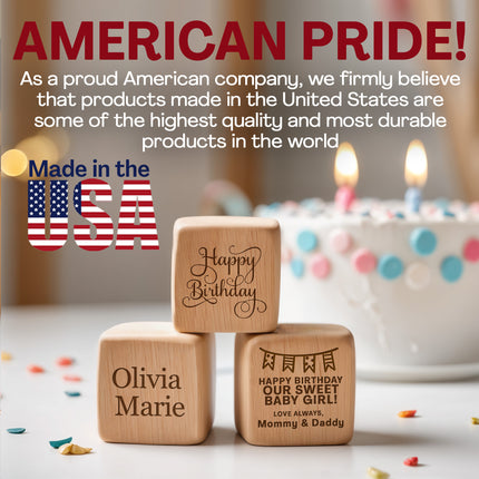 Personalized Name Wooden Blocks for Birthday, Baby Announcement Box