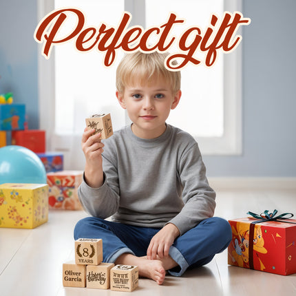 Personalized Name Wooden Blocks for Birthday, Baby Announcement Box