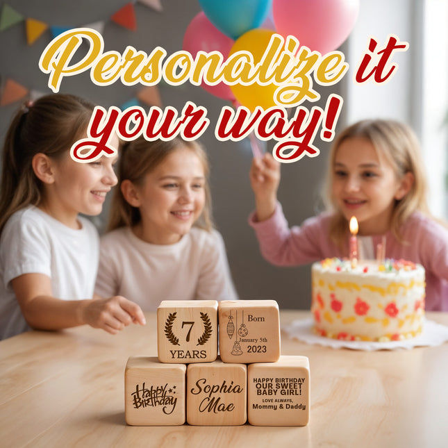 Personalized Name Wooden Blocks for Birthday, Baby Announcement Box