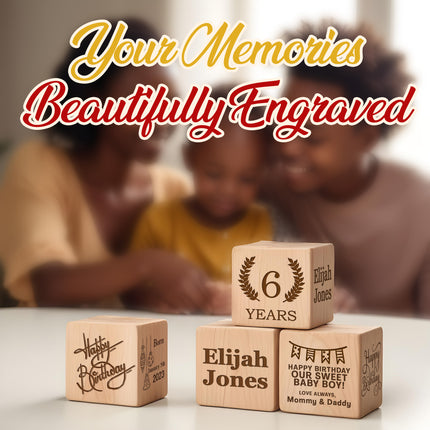 Personalized Name Wooden Blocks for Birthday, Baby Announcement Box