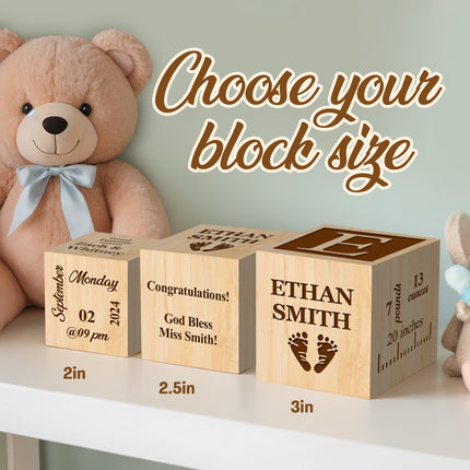 Engraved Baby Wooden Blocks, Baby Announcement Box