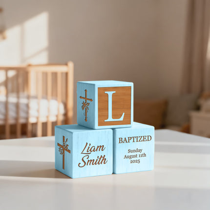 Personalized Baptism Wood Block – Baby Keepsake Gift