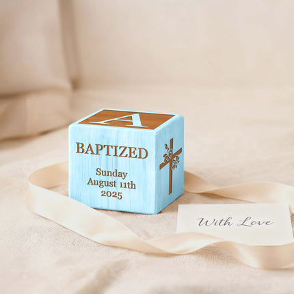 Personalized Baptism Wood Block – Baby Keepsake Gift