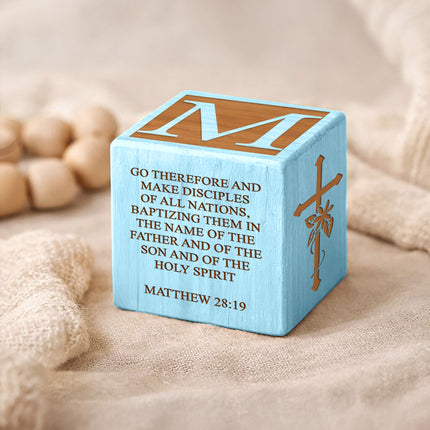 Personalized Baptism Wood Block – Baby Keepsake Gift