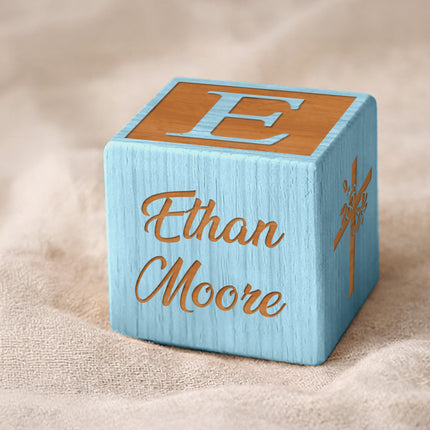 Personalized Baptism Wood Block – Baby Keepsake Gift