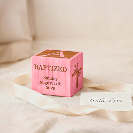 Personalized Baptism Wood Block – Baby Keepsake Gift