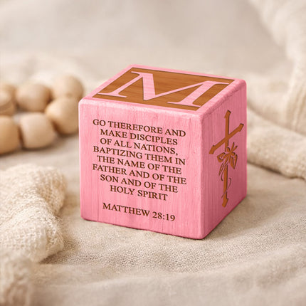 Personalized Baptism Wood Block – Baby Keepsake Gift