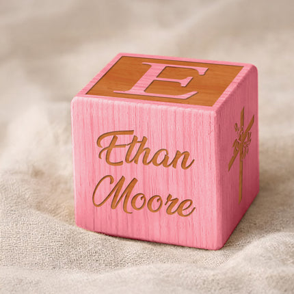 Personalized Baptism Wood Block – Baby Keepsake Gift