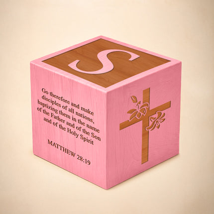 Personalized Baptism Wood Block – Baby Keepsake Gift