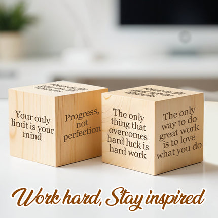Personalized Wooden Cubes, Inspirational Desk Decor