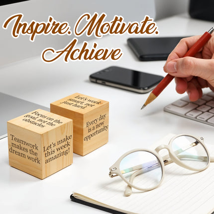 Personalized Wooden Cubes, Inspirational Desk Decor