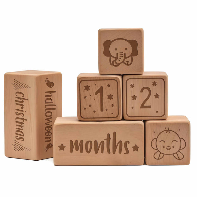 Custom Wooden Monthly Milestone Cubes