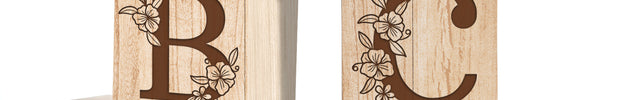 Engraved Nursery Flowers Name Sign, Custom Name Wood Blocks
