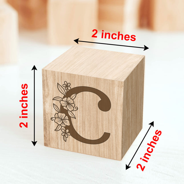 Engraved Nursery Flowers Name Sign, Custom Name Wood Blocks