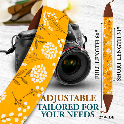 Personalized Embroidered Yellow Spring Camera Strap - Camera Strap for SLR/ DSLR