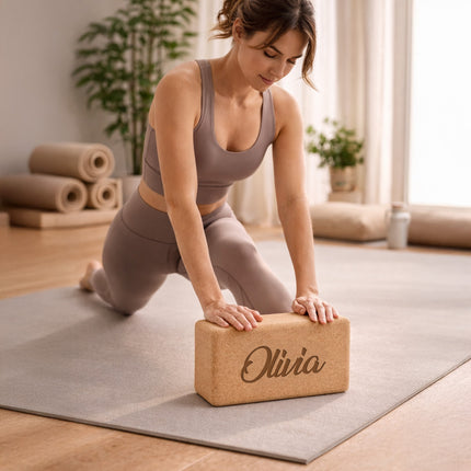 Personalized Cork Yoga Blocks (2 Pack) – Custom Logo Yoga Props for Studios and Gift