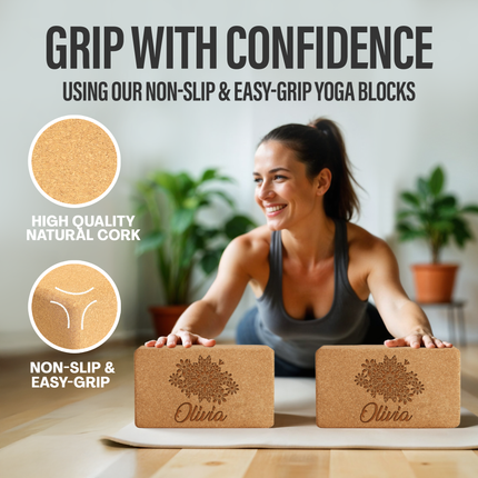 Personalized Cork Yoga Blocks 2 Pack with Custom Design, Add Logo