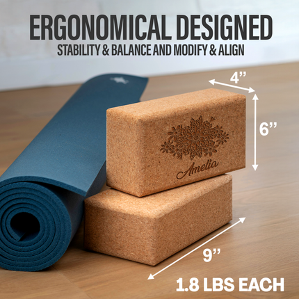 Personalized Cork Yoga Blocks 2 Pack with Custom Design, Add Logo
