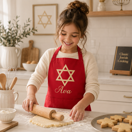 Personalized Judaica Kids Apron for Kitchen with Name
