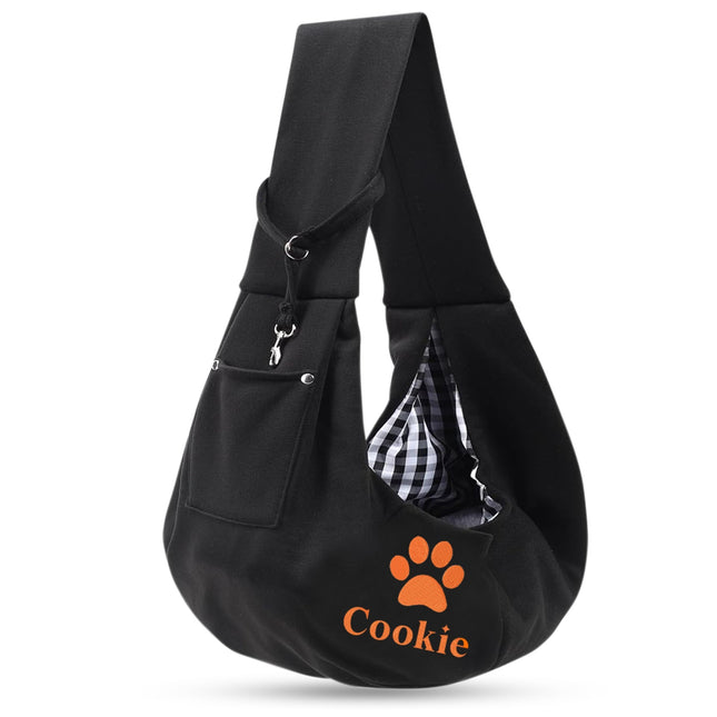 Embroidered Black Pet Sling Carrier