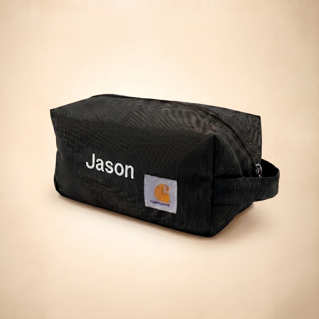 Personalized Embroidered Carhartt Travel Kit with Custom Name – Water-Resistant Toiletry Bag