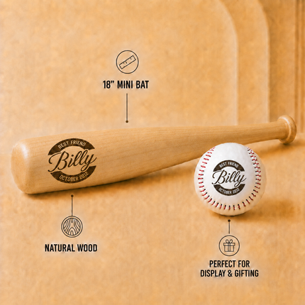 Custom Engraved Baseball Bat and Ball Engraved Baseball Bat 18'' and Baseball Ball Combo