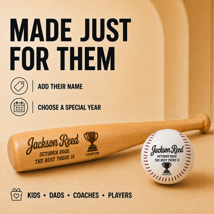 Engraved Baseball Bat and Ball Set with Custom Name - Champion