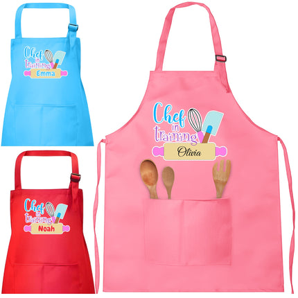 Personalized Red Kids Apron Chef In Training