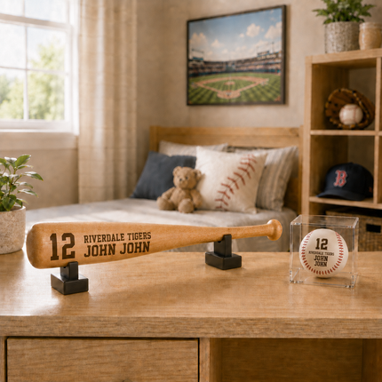 Custom Engraved Baseball Bat and Ball Set with Custom Name - Team & Number