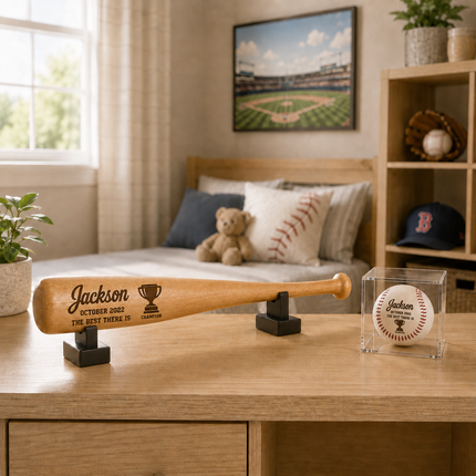Engraved Baseball Bat and Ball Set with Custom Name - Champion