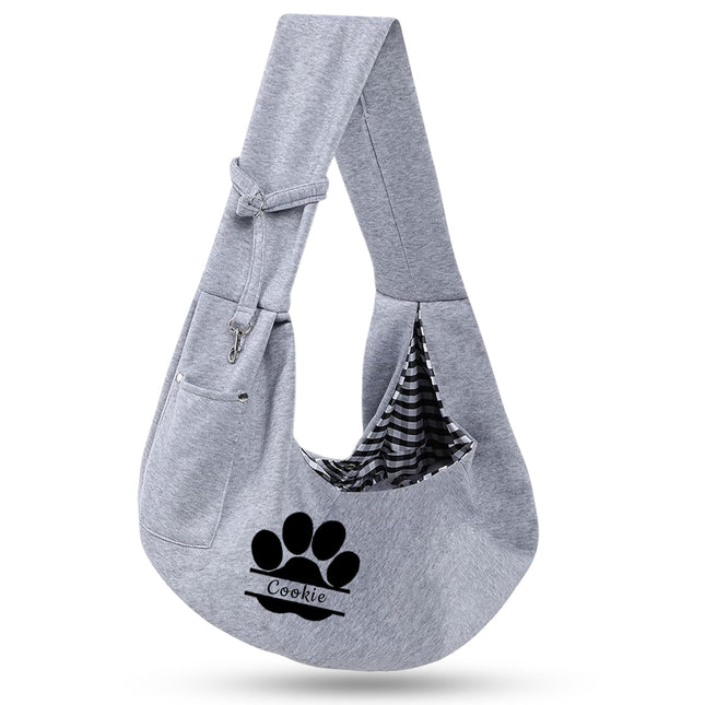 Personalized Gray Dog Sling Carrier