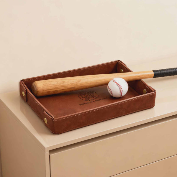 Personalized Leather Valet Tray Organizer