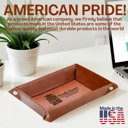 Personalized Leather Tray Class of 2026 Graduation Gift with Engraved Name