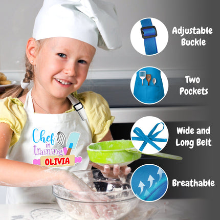Personalized Blue Kids Apron Chef In Training