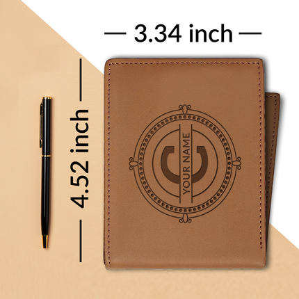 personalized engraved initials wallet for men personalized pu leather slim bifold wallet for husband dad son brown