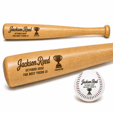 Engraved Baseball Bat and Ball Set with Custom Name - Champion